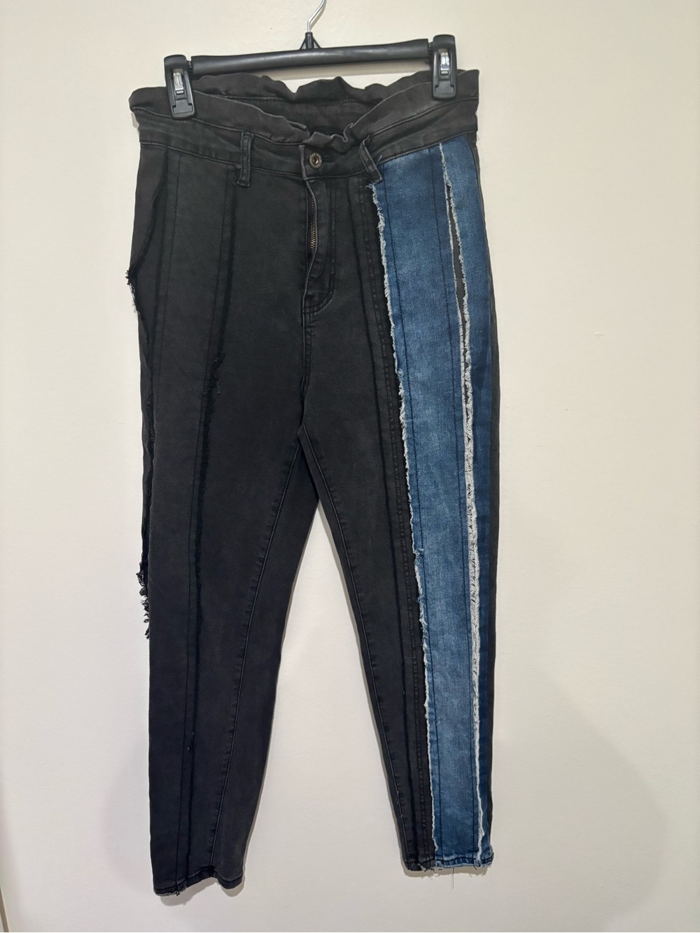 Women’s High-Waist Two-Tone Black and Blue Skinny Jeans